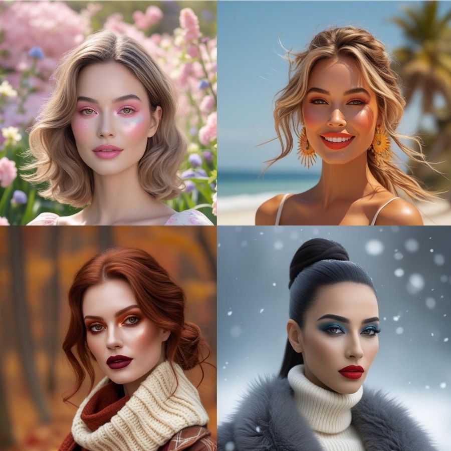 Look ispirato al Make-up stagionale Le 4 stagioni del make-up: guida pratica per donne che lavorano da casa.